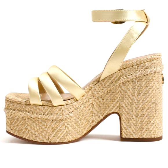 New Sam Edelman Tibby Square Toe Platform Heeled Sandal 10 - Picture 1 of 6